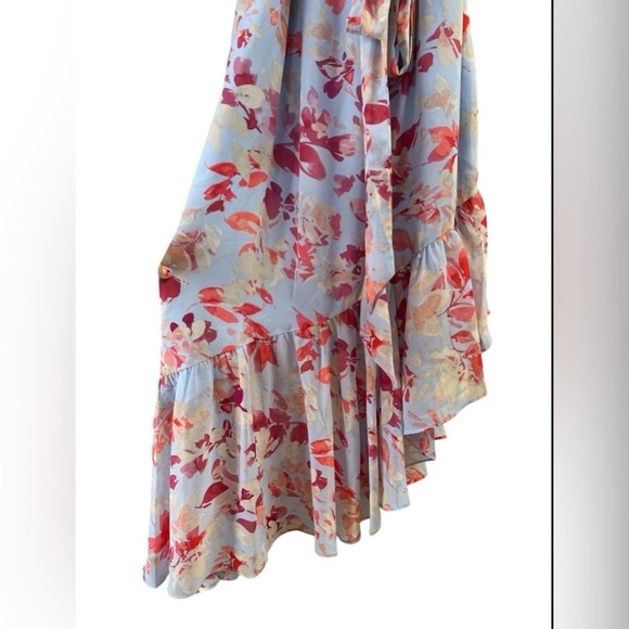 Eliza J floral asymmetrical formal blue and pink maxi dress - Picture 8 of 8